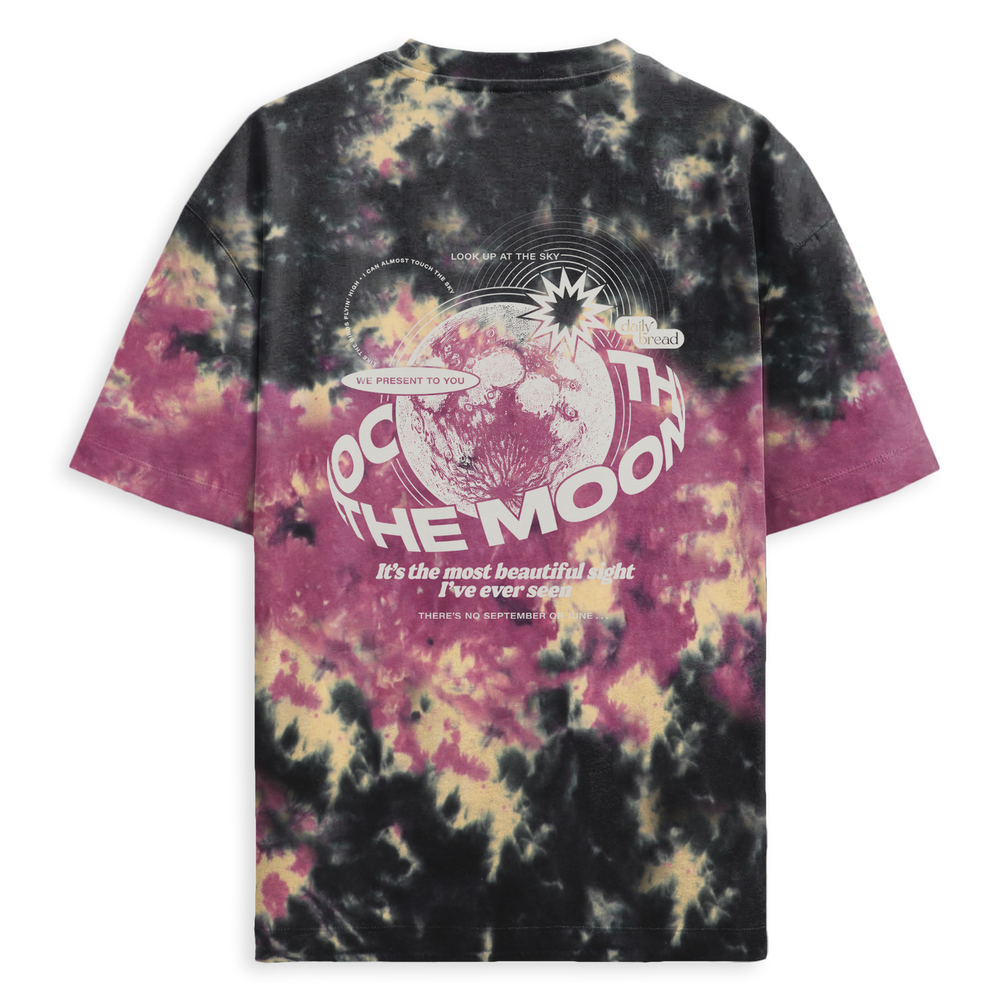 Back To The Moon Tee - Black Cherry Tie Dye