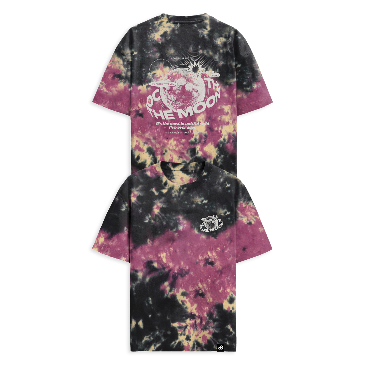 Back To The Moon Tee - Black Cherry Tie Dye