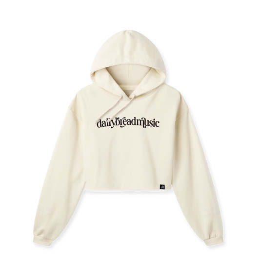 Look Up In The Sky Cropped Hoodie - Bone
